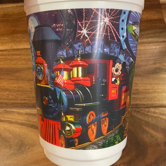 Disney Parks Haunted Railroad Cheshire Cat Mickey Souvenir Popcorn Bucket Orange - Picture 4 of 14